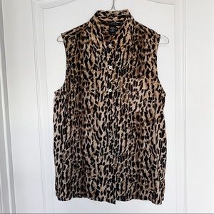 SILKLAND 100% Silk Leopard Print Tank Top